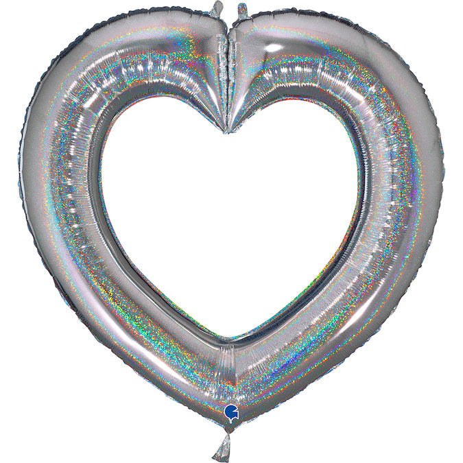 41" Linky Heart Glitter Silver Foil Balloon