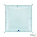 A pastel blue and pink, square-shaped 24" inflated foil balloon by Europe with satin finish. Features rounded edges, a small logo, and a Recycled Material symbol in the bottom corners. Sold in a 2 pack as Deco Bicolor Squares.