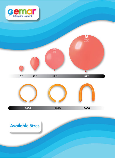 Available Sizes of Gemar Balloons