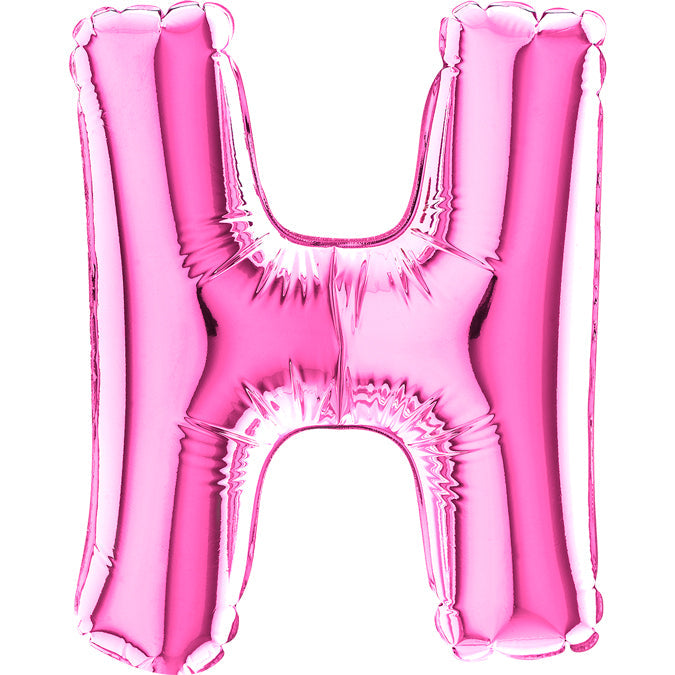 7" Airfill Only (requires heat sealing) Letter H Fuschia Foil Balloon