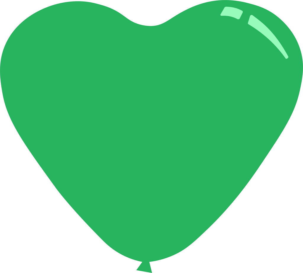 11" Standard Green Decomex Heart Shaped Latex Balloons (100 Per Bag)