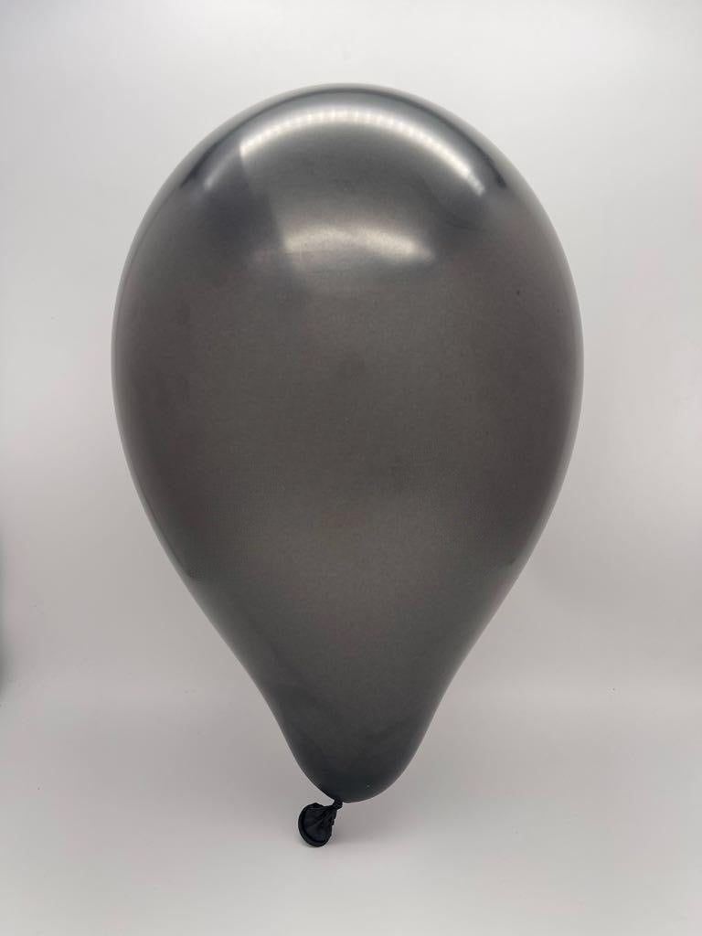 Inflated Balloon Image 12" Gemar Latex Balloons (Bag of 50) Metallic Metallic Black