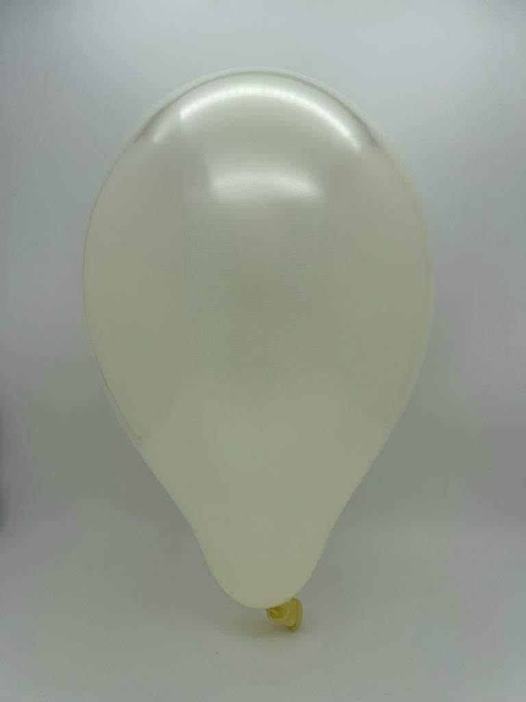 Inflated Balloon Image 12" Gemar Latex Balloons (Bag of 50) Metallic Metallic Ivory