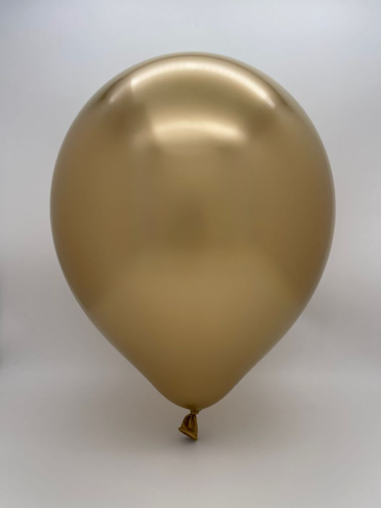 Inflated Balloon Image 260K Kalisan Nozzle Up Twisting Latex Balloons Mirror Gold (50 Per Bag)