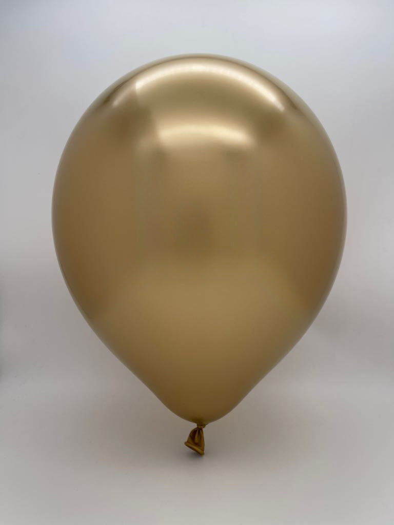 Inflated Balloon Image 12" Kalisan Latex Balloons Mirror Gold (250 Per Bag)