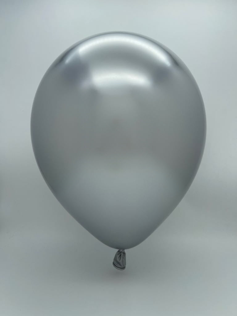 Inflated Balloon Image 260K Kalisan Nozzle Up Twisting Latex Balloons Mirror Silver (50 Per Bag)