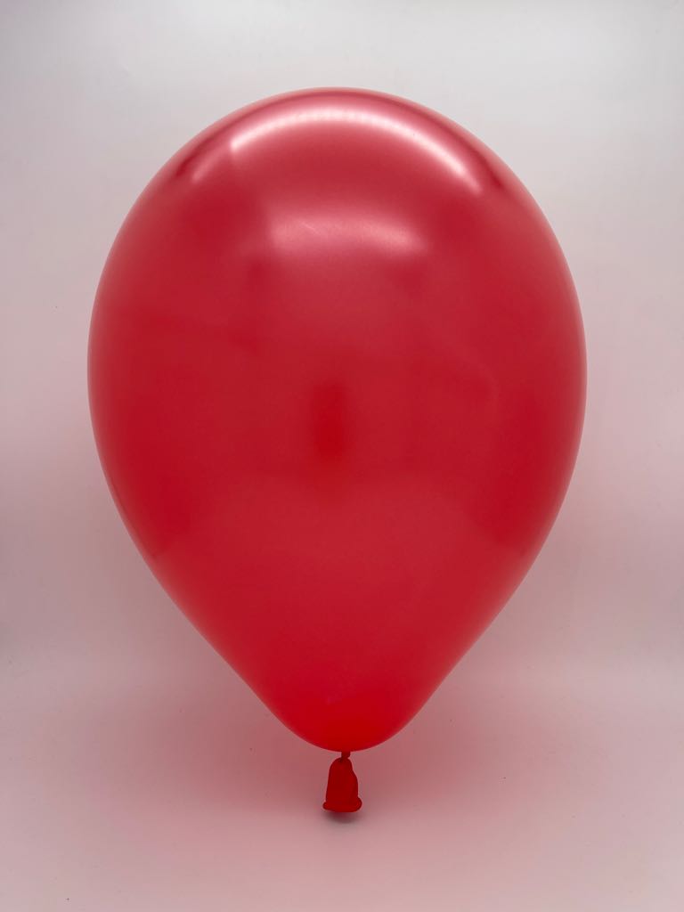 Inflated Balloon Image 12" Metallic Red Decomex Latex Balloons (100 Per Bag)