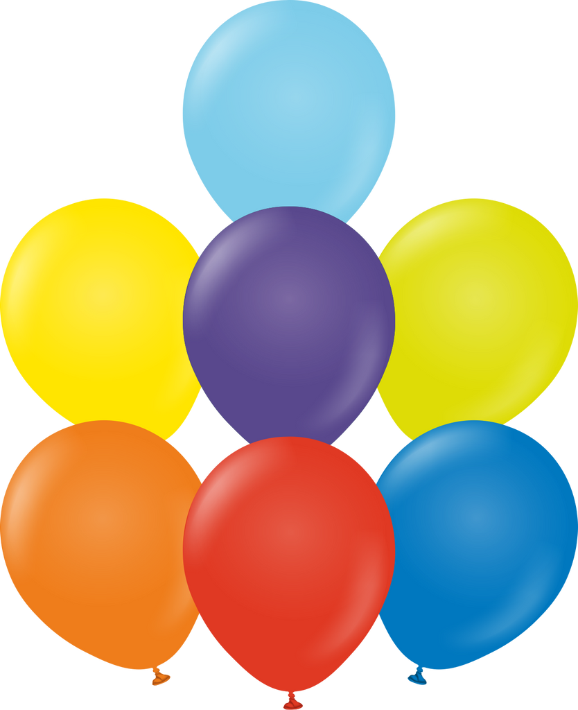 12" Kalisan Latex Balloons Standard Rainbow Assortment (50 Per Bag)