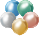 24" Kalisan Latex Balloons Mirror Assorted (5 Per Bag)