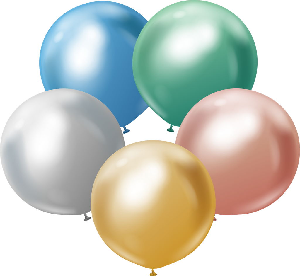 24" Kalisan Latex Balloons Mirror Assorted (5 Per Bag)