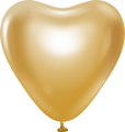 12" Kalisan Latex Heart Balloons Mirror Gold (50 Per Bag)