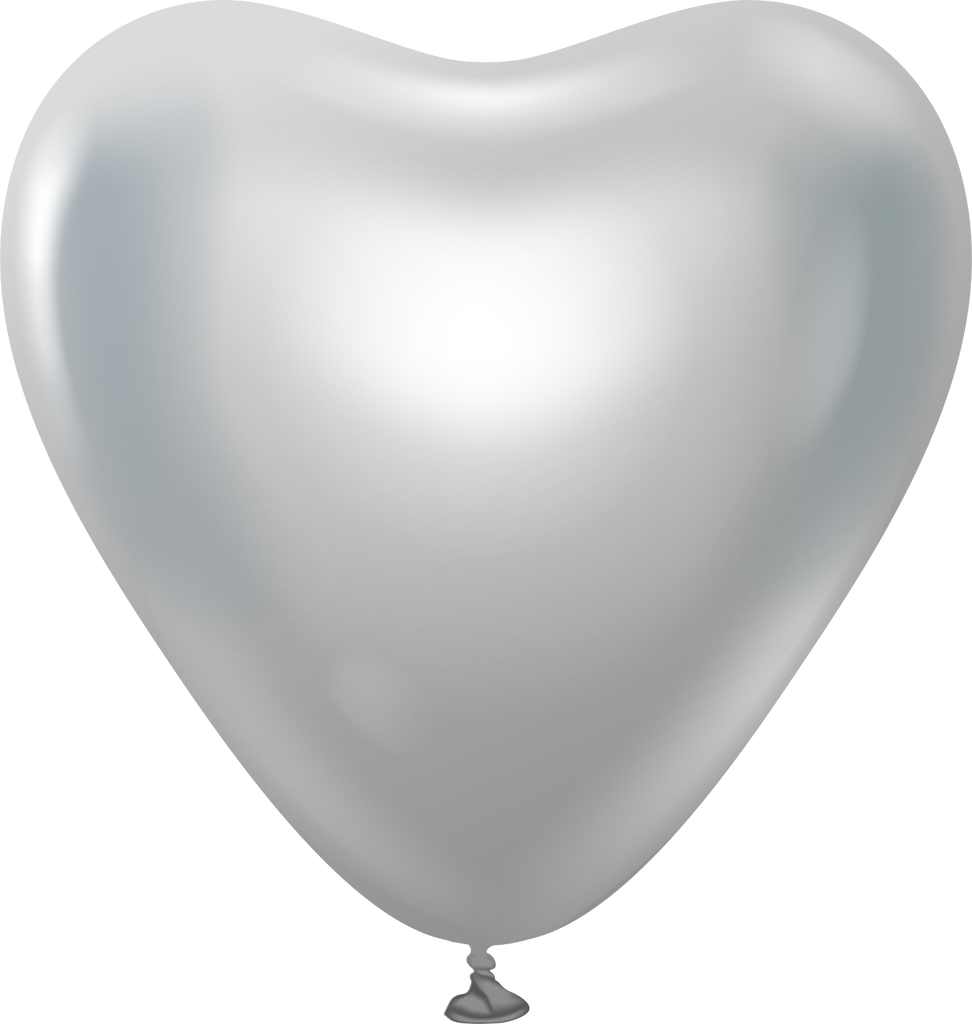 12" Kalisan Latex Heart Balloons Mirror Silver (50 Per Bag)