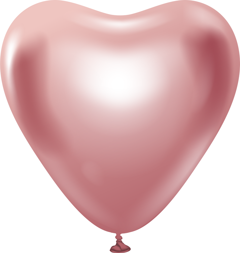 12" Kalisan Latex Heart Balloons Mirror Pink (50 Per Bag)