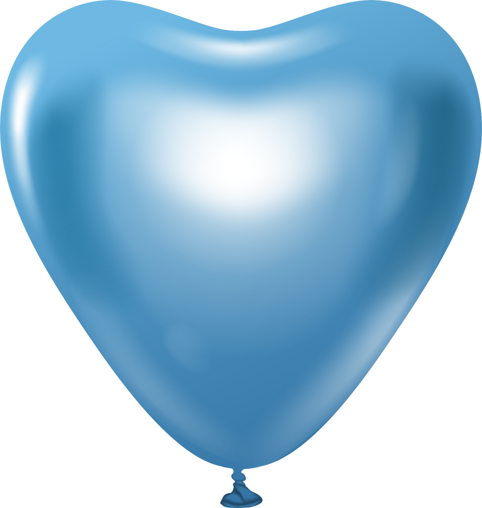 12" Kalisan Latex Heart Balloons Mirror Blue (50 Per Bag)
