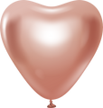 12" Kalisan Latex Heart Balloons Mirror Rose Gold (50 Per Bag)
