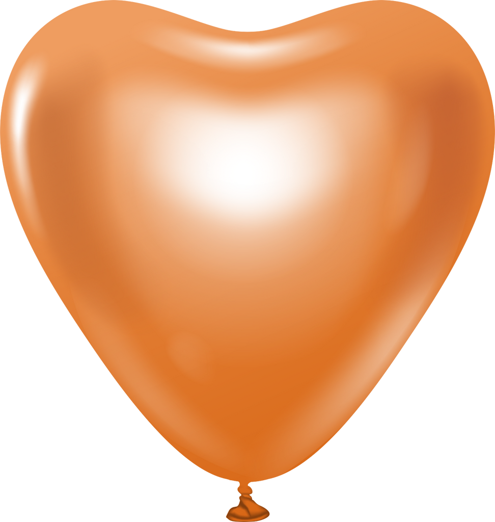 12" Kalisan Latex Heart Balloons Mirror Copper (50 Per Bag)