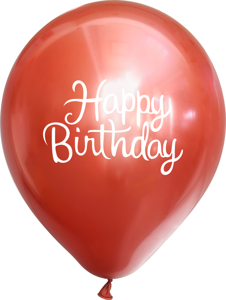 12" Mirror Happy Birthday Red Latex Balloons (25 Per Bag) 2 Side Print