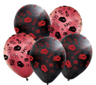 12" Assorted Fashion XOXO All Around Latex Balloons (25 Per Bag) 5 Side Print