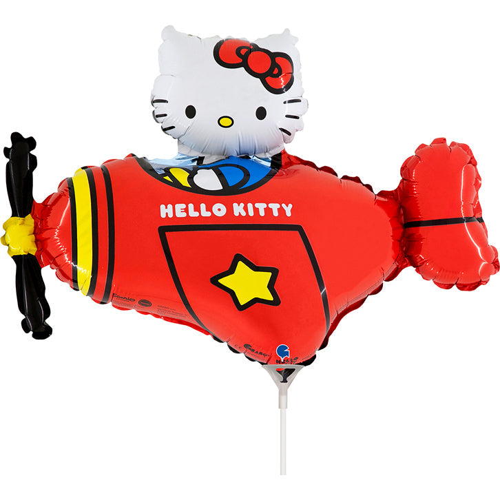 Uninflated 14 Inches Airfill Only Hello Kitty Airplane Red mini Foil Balloon Manufacturered By Grabo