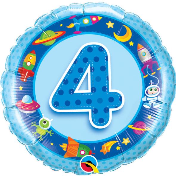 18" Age 4 Spaceships & Aliens Balloon
