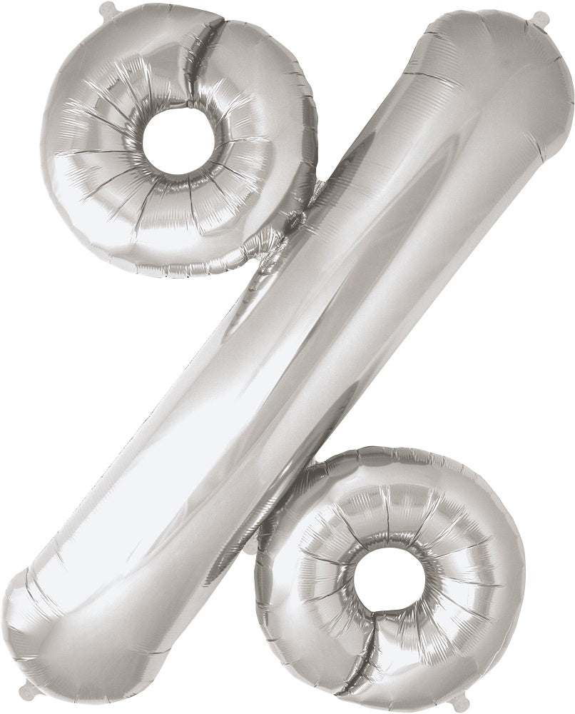 34" Northstar Brand Percent Sign - Silver Foil Balloon