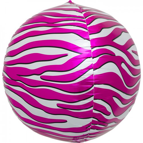 17" Pink Zebra Sphere Foil Balloon