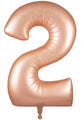 34″ Oaktree Number 2 Satin Pastel Rose Quartz foil balloon, inflated and isolated on a white background.