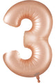 A 34″ Oaktree Number 3 Satin Pastel Rose Quartz Foil Balloon is shown against a white background.