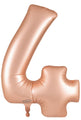 A 34″ Number 4 Satin Pastel Rose Quartz Oaktree Foil Balloon by Oaktree, fully inflated and floating upright against a white background.