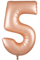 A 34-inch Oaktree foil balloon shaped like the number 5 in satin pastel rose quartz, featuring a metallic finish with visible seams and creases.