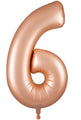 A 34″ Oaktree Number 6 Satin Pastel Rose Quartz Foil Balloon displayed against a white background.