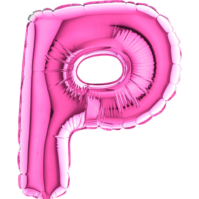 7" Airfill Only (requires heat sealing) Letter P Fuschia Foil Balloon