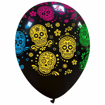 Uninflated 12 Inches Sugar Skulls All Around (25 Per Bag) Cattex Brand Latex Balloons Manufacturered By Cattex