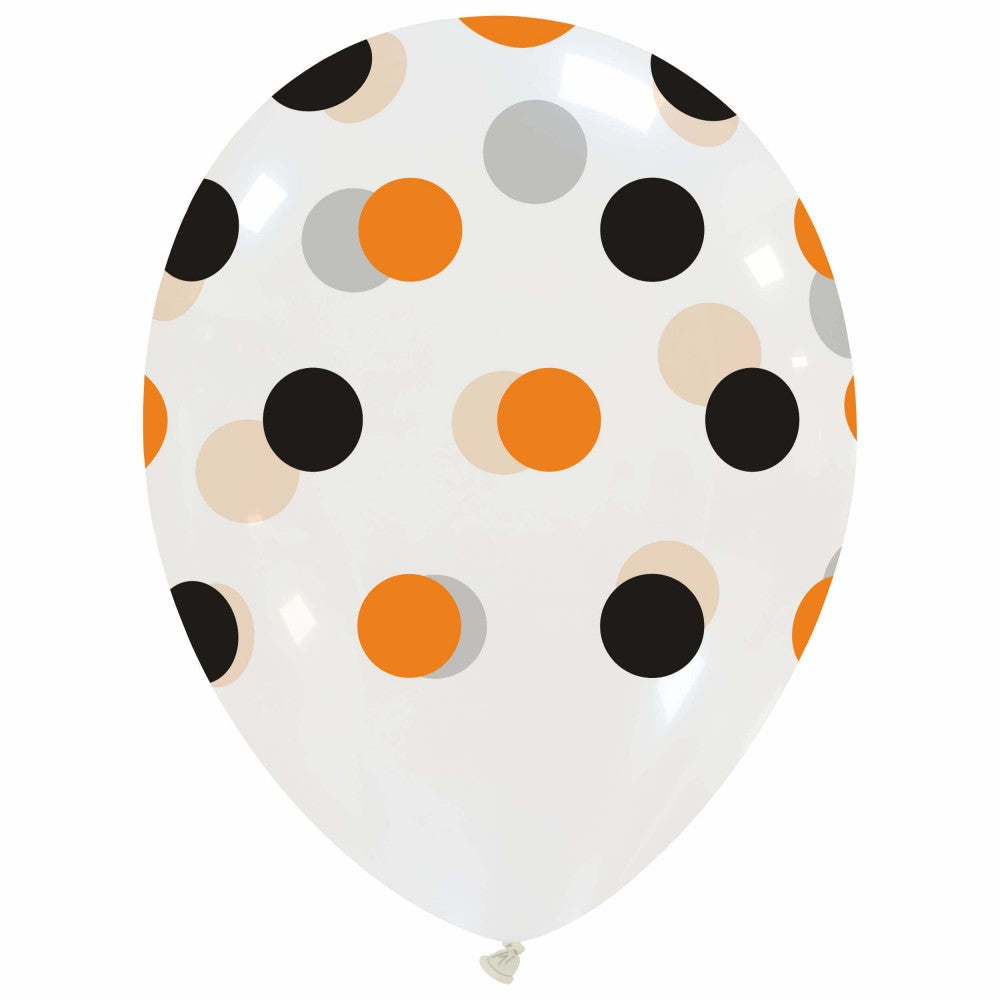 Uninflated 12 Inches Big Polka Dots Halloween All Around (25 Per Bag) Cattex Brand Latex Balloons Manufacturered By Cattex