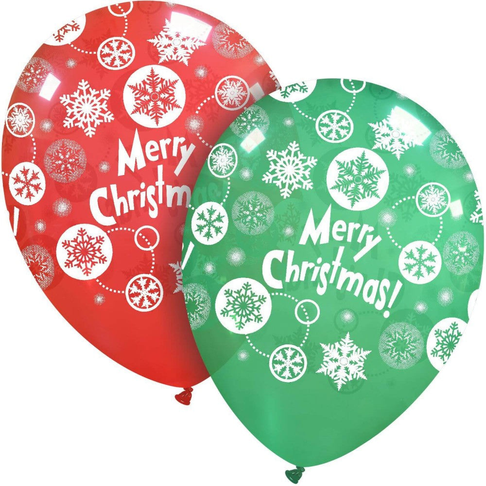 Uninflated 12 Inches Christmas Snow All Around (25 Per Bag) Cattex Brand Latex Balloons Manufacturered By Cattex