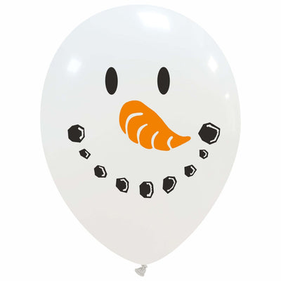 Uninflated 12 Inches Snowman Face Single Sided (25 Per Bag) Cattex Brand Latex Balloons Manufacturered By Cattex