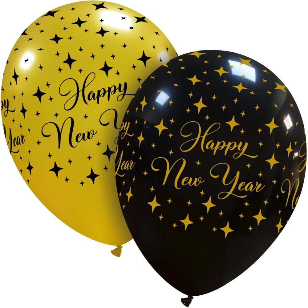 Uninflated 12 Inches New Year Sparkle All Around (25 Per Bag) Cattex Brand Latex Balloons Manufacturered By Cattex
