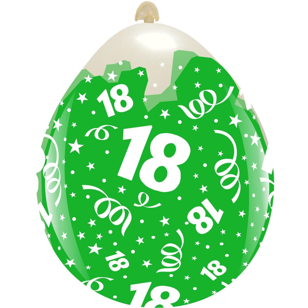 Uninflated 18 Inches 18th Birthday All Around (10 Per Bag) Cattex Brand Stuffing Latex Balloons Manufacturered By Cattex