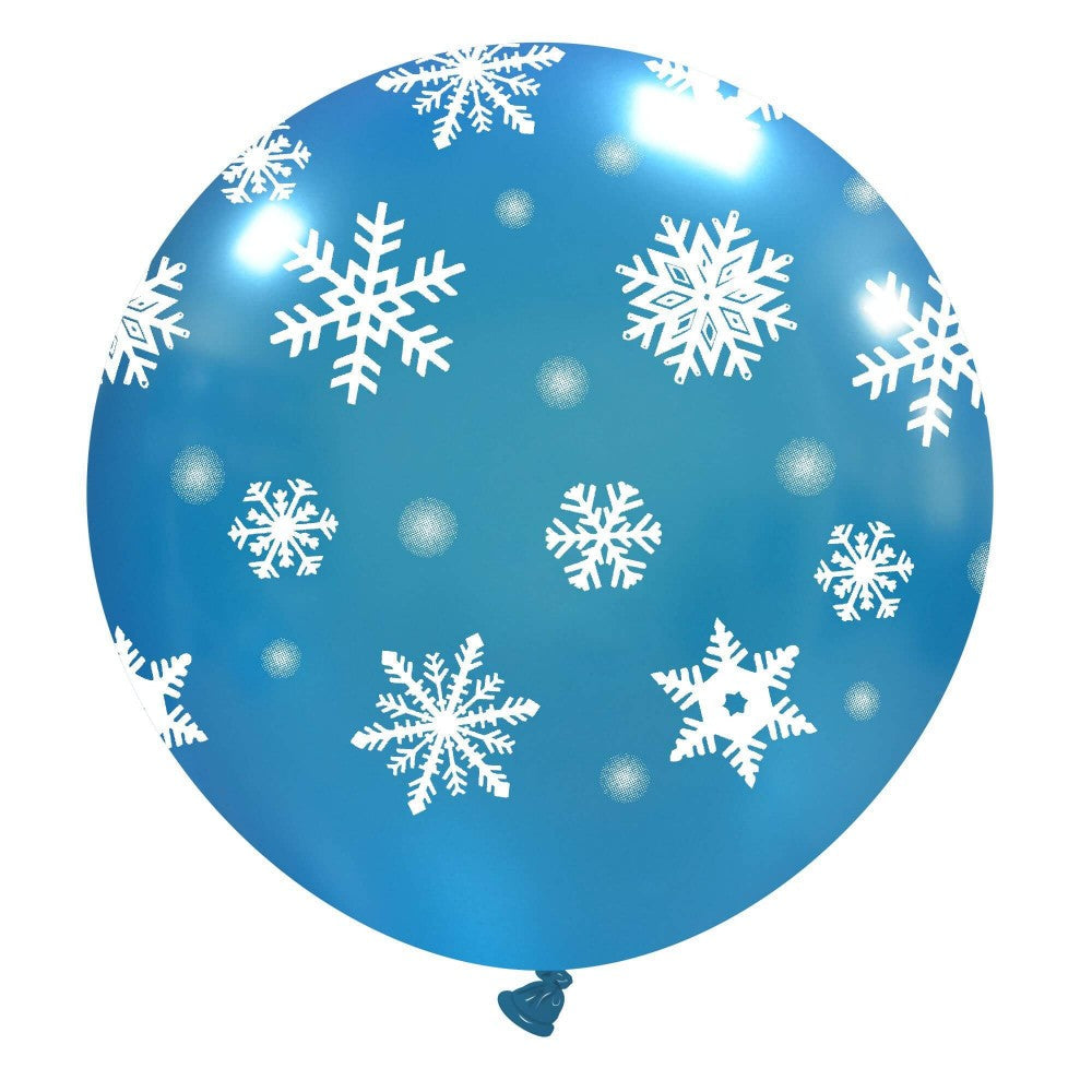 Uninflated 32 Inches Icy Snowflakes Light Blue All Around (1 Per Bag) Cattex Brand Latex Balloons Manufacturered By Cattex