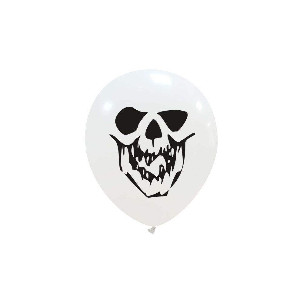 Uninflated 5 Inches Skeleton Face 1 sided (100 Per Bag) Cattex Brand Latex Balloons Manufacturered By Cattex