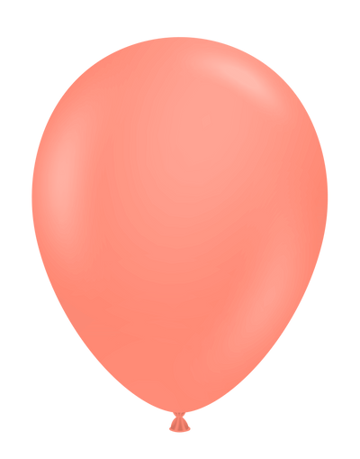 A single inflated 5 Inch Tuftex Latex Balloon in the designer shade “Poppy,” featuring a tied end and displayed against a plain white background.