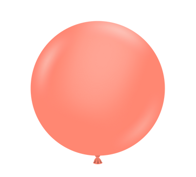 A single, shiny 36″ Poppy Tuftex Latex Balloon from Tuftex floats against a plain white background.