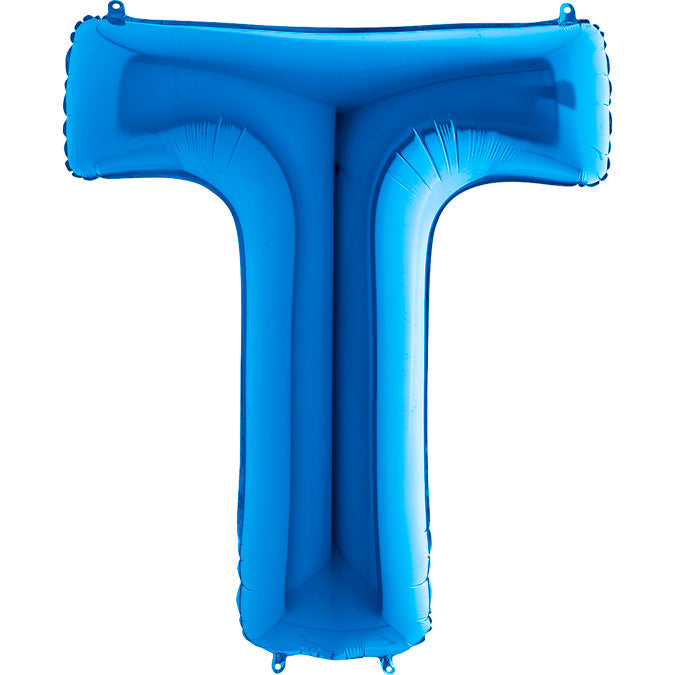 40" Foil Shape Megaloon Balloon Letter T Blue