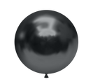 A fully inflated 36" Tuftex Shadow Chrome Like Effects latex balloon with a small knotted end is set against a plain white background; two balloons come per bag.
