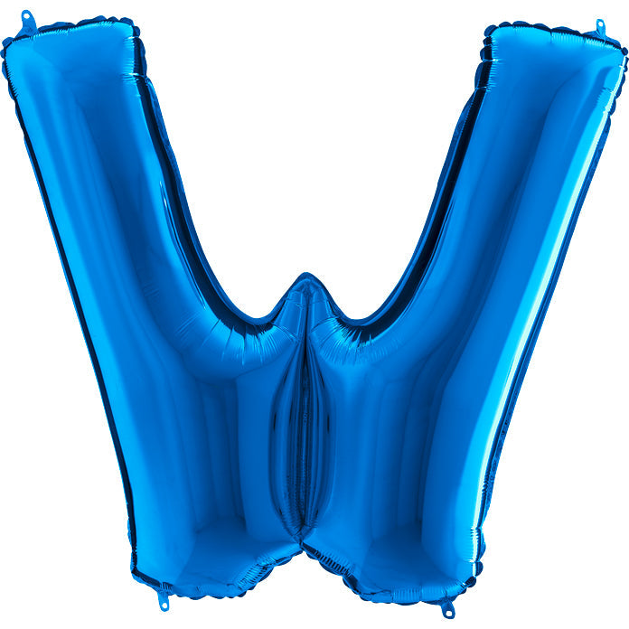 40" Foil Shape Megaloon Balloon Letter W Blue