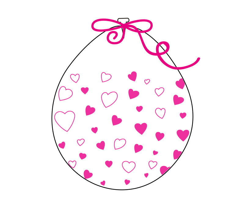 18" Stuffing Balloons (25 Per Bag) Decomex Clear HEART with BABY PINK INK