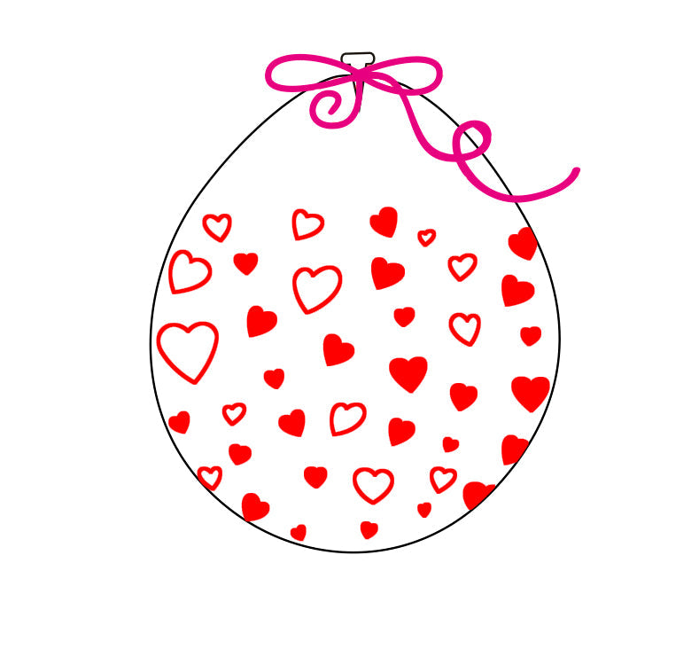 18" Stuffing Balloons (25 Per Bag) Decomex Clear HEART with RED INK