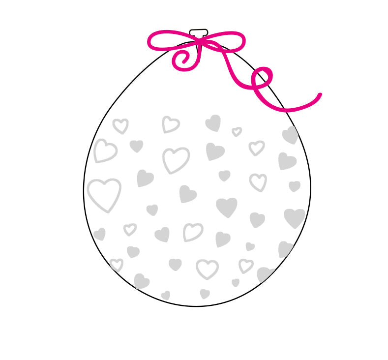 18" Stuffing Balloons (25 Per Bag) Decomex Clear HEART with WHITE INK