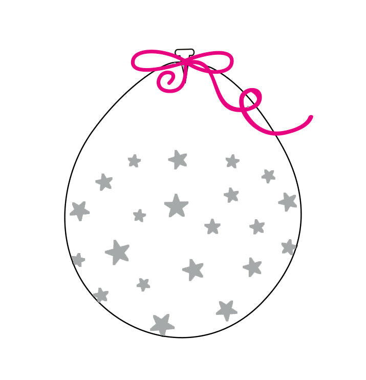 18" Stuffing Balloons (25 Per Bag) Decomex Clear SMALL STAR with SILVER INK