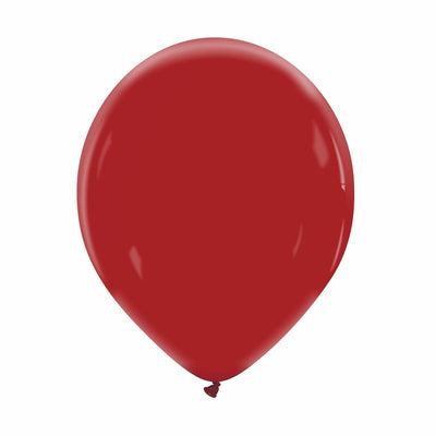 A fully inflated 12″ Cattex Brand Premium Imperial Red Latex Balloon floats against a plain white background.